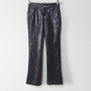 Y2K Le Chateau Women Metallic Pant Size 5 Vintage Shiny Glitter Straight Leg